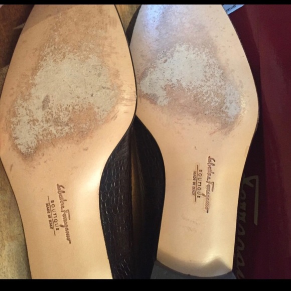 SOLD—-Ferragamo Brown Croc Loafers - Picture 4 of 4